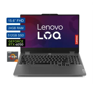 Computador Portátil Gamer LENOVO LOQ 15.6" Pulgadas 15ARP9 - AMD Ryzen 7 - RAM 24GB - Disco SSD 512GB - Gris